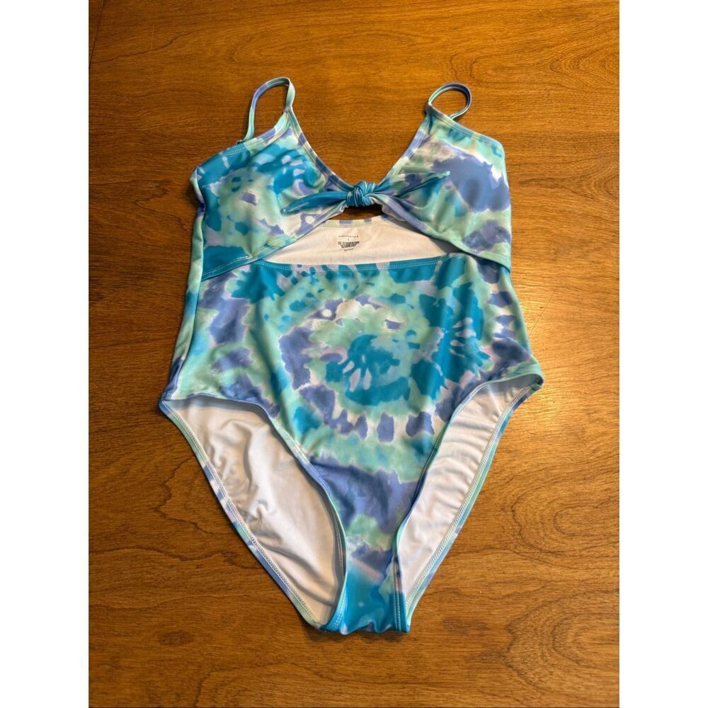 Aeropostale Women's Tie-Dye Cutout One Piece Swimsuit Multicolor Large Juniors